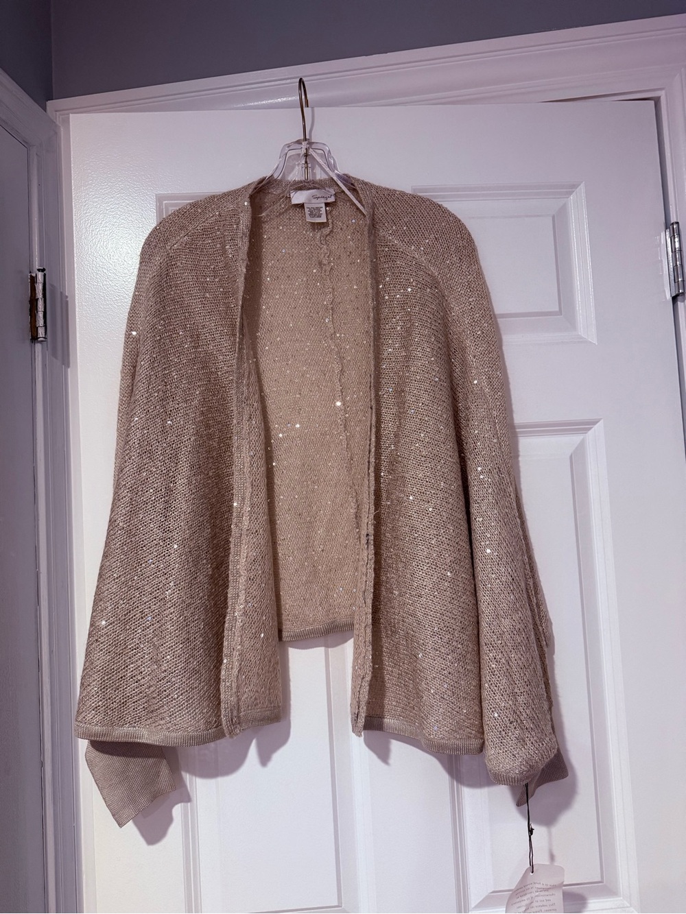 Spiegel Cream Sequin Open-Front Cardigan - Picture 1 of 4